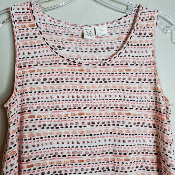 Artisan NY 100% Linen Patterned Tank Top Size S Earthy Neutral Sleeveless Boho - Picture 5 of 10